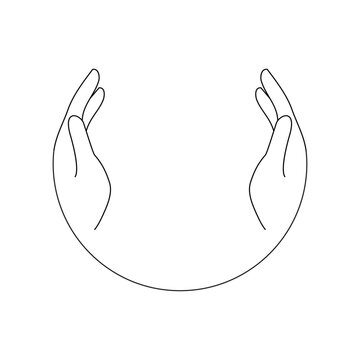 Hands Circle Line Art Symbol Protection and Care