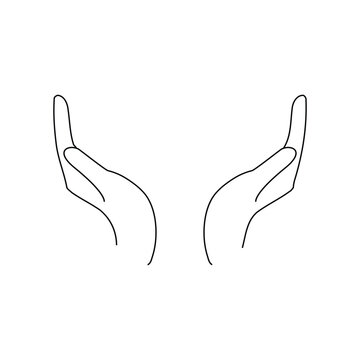 Open Hands Line Art Illustration Symmetrical Gesture