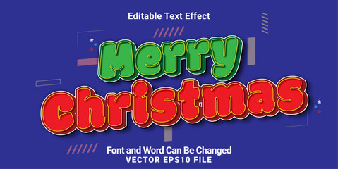 3d editable merry christmas cartoon style text effect