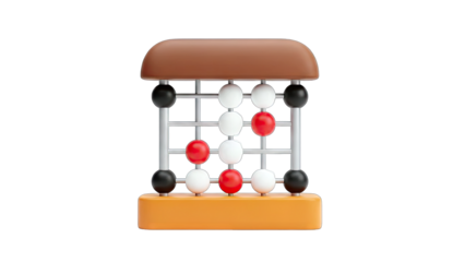Abacus Toy with Colorful Beads on White Background