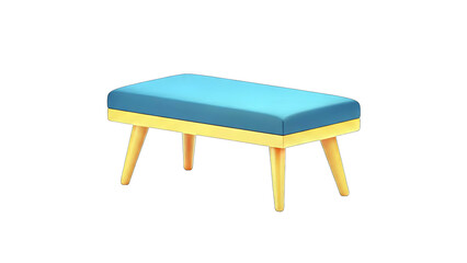 Blue Bench on White Background - Isolated Furniture