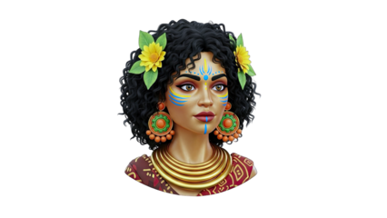 Beautiful Woman with Floral Hair Accessories and Face Paint