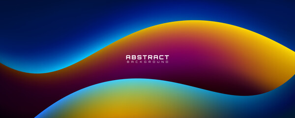 3D blue orange abstract background overlap layer on dark space with flowing waves effect decoration. Modern graphic design element cutout style concept for web, art, flyer, card, or brochure cover