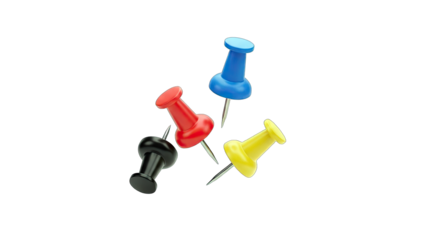 Colorful Push Pins Isolated on White Background