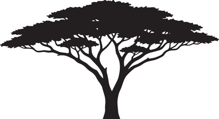 Obraz premium black silhouette of safari tree on white background, vector.
