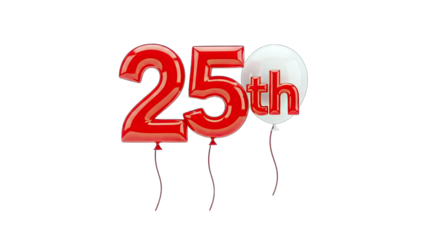 25th Anniversary Balloons on White Background