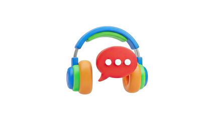 Headphones with Speech Bubble - Communication Concept