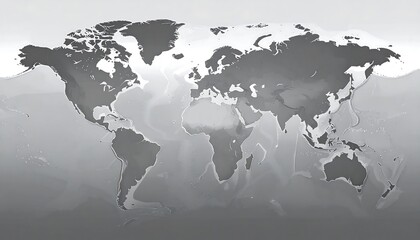 A grayscale world map, depicting continents, oceans, and underwater depths. The image uses shades to illustrate geography