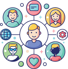 Teamwork and management line icons collection. Vector illustration eps10