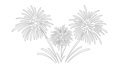 Minimalist Line Art Fireworks Illustration for Celebration and Festive Designs