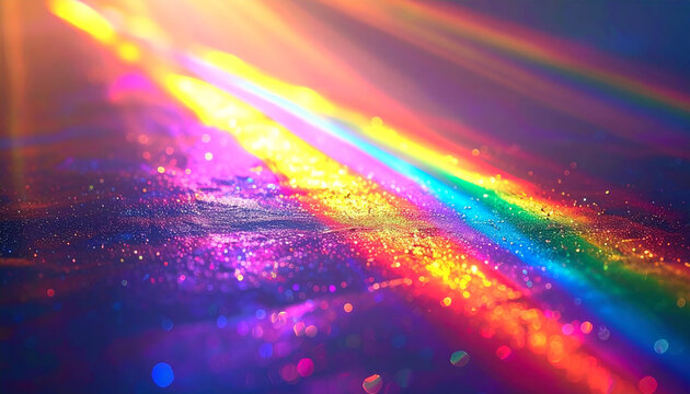 虹色にきらめくCDROMのY2Kプリズム背景 &ndash; Y2K Holographic Prism Glow with Rainbow Diffraction