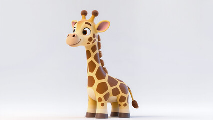 Cute Cartoon Giraffe Smiling.