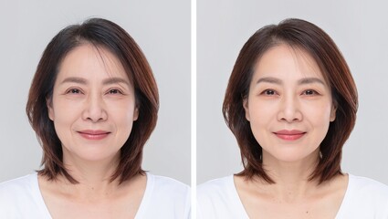 Antiaging beauty comparison.