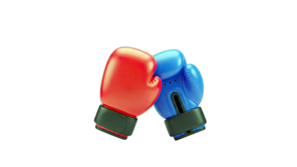 Boxing Gloves Clash: Red vs Blue on White Background