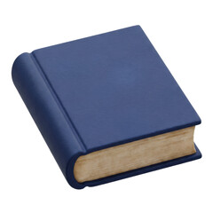A Closed Blue Hardcover Book With Aged Pages On A Transparent Background