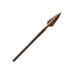 Ancient Bronze Spearhead With Wooden Shaft Isolated On Black Background Detailed Historical Weapon
