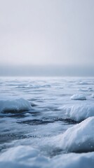 Obraz premium waves on the shore, landscape, winter, coast, ice