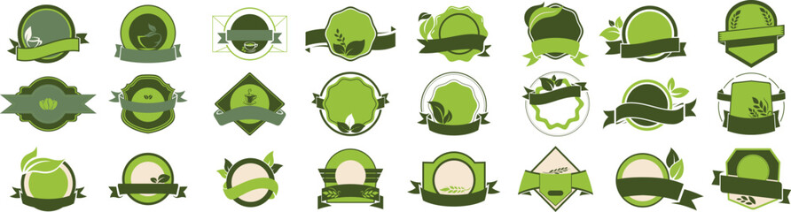 Eco labels templates collection flat bundle set.