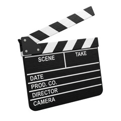 Obraz premium Black and White Clapperboard With White Stripes For Film Production Isolated On Transparent Background