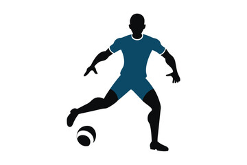 Silhouette of soccer players kicking balls vector illustration on white background