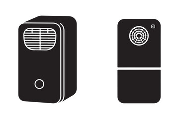 Smart air purifier black flat icon silhouette on white background