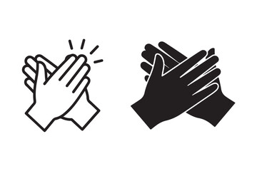 Clapping hands black icon silhouette on white background