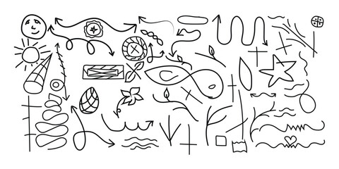 A collection of hand drawn doodles and abstract shapes	doodle,hand-drown