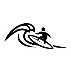 Surfer riding a wave