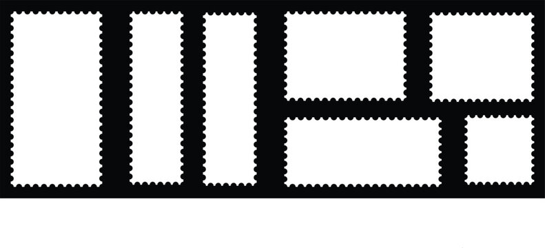 Postage stamp set. Postage stamp icons and frames vector. Mockup postage stamps. white postage stamp borders templates.