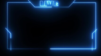 live streaming neon text frame animation box frame neon frame live streaming game live Stream overlay animation for live streaming video Titles 4k