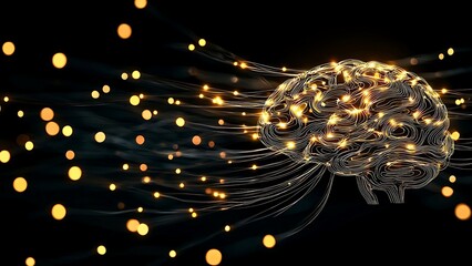 A digital representation of a human brain with glowing neural network, symbolizing intelligence and thought. The image represents the complexity of the human mind