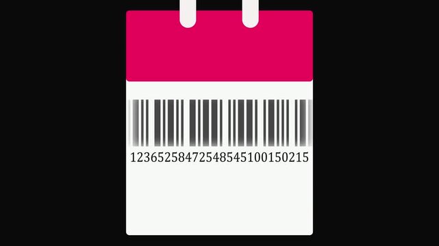 Loop able track of barcode scanning level  number with barcode on product. 3D rendered illustration. 4K seamless loop video footage animation.