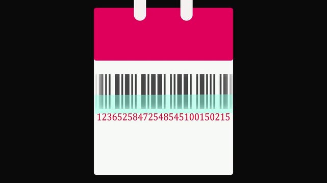 Loop able track of barcode scanning level  number with barcode on product. 3D rendered illustration. 4K seamless loop video footage animation.