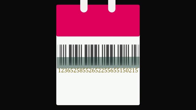 Loop able track of barcode scanning level  number with barcode on product. 3D rendered illustration. 4K seamless loop video footage animation.