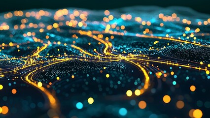 Abstract network visualization of interconnected data points, with bright lines forming a complex network. The image highlights the structure and pathways