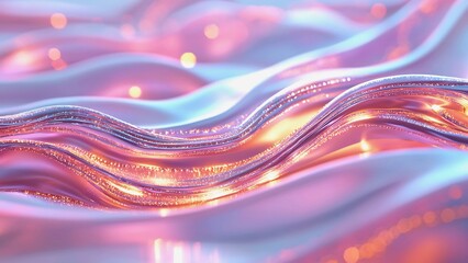 Abstract wavy, elegant and colorful satin ribbons background with light effect