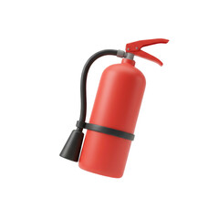 Obraz premium Red Fire Extinguisher with Black Hose and Handle Isolated on Transparent Background Safety Equipment