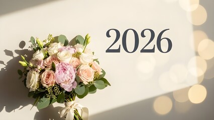 Elegant floral arrangement with the year 2026, signifying a future event or celebration