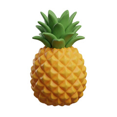 Tropical Pineapple Fruit With Green Stalk Isolated On Transparent Background