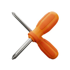 Two Orange Handled Screwdrivers Crossed On A Black Background With Metal Shafts