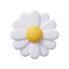 White Daisy Flower With Yellow Center On Transparent Background