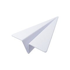 White Paper Airplane in Mid Flight Isolated on Transparent Background