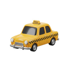 Yellow Vintage Taxi Car With Black Checkerboard Pattern On Side