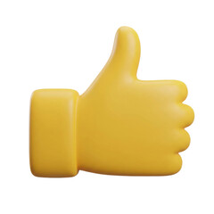 Yellow Thumbs Up Gesture With Transparent Background For Approval And Positive Feedback