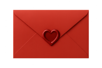 Red envelope with heart wax seal for valentine message