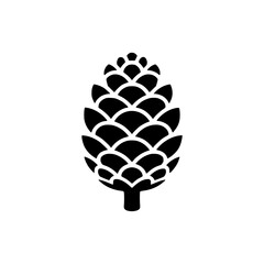 Bold Minimalist Pinecone Vector Icon. Black and White Flat Design Pine Seed Silhouette for SVG Cutting Files, Forest Branding, Botanical Logo, and Modern Outdoor Nature Illustration