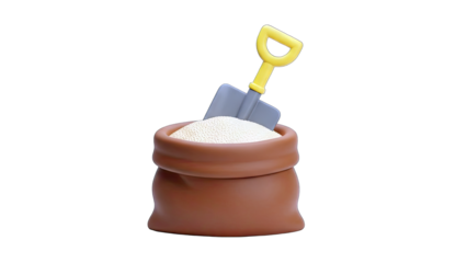 Bag of Flour with Shovel - Isolated on White