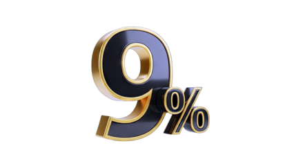 3D Rendered 9% Percentage Symbol on White Background