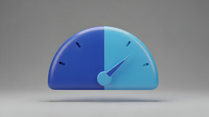 Blue Half Circle Timer on Gray Background.