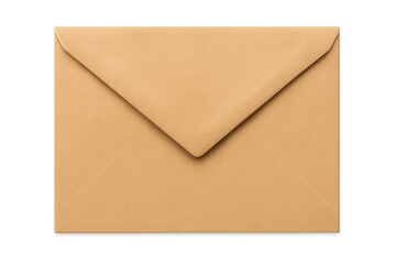 Brown closed envelope for shipping, mail, message, marketing, or business communication on a transparent background